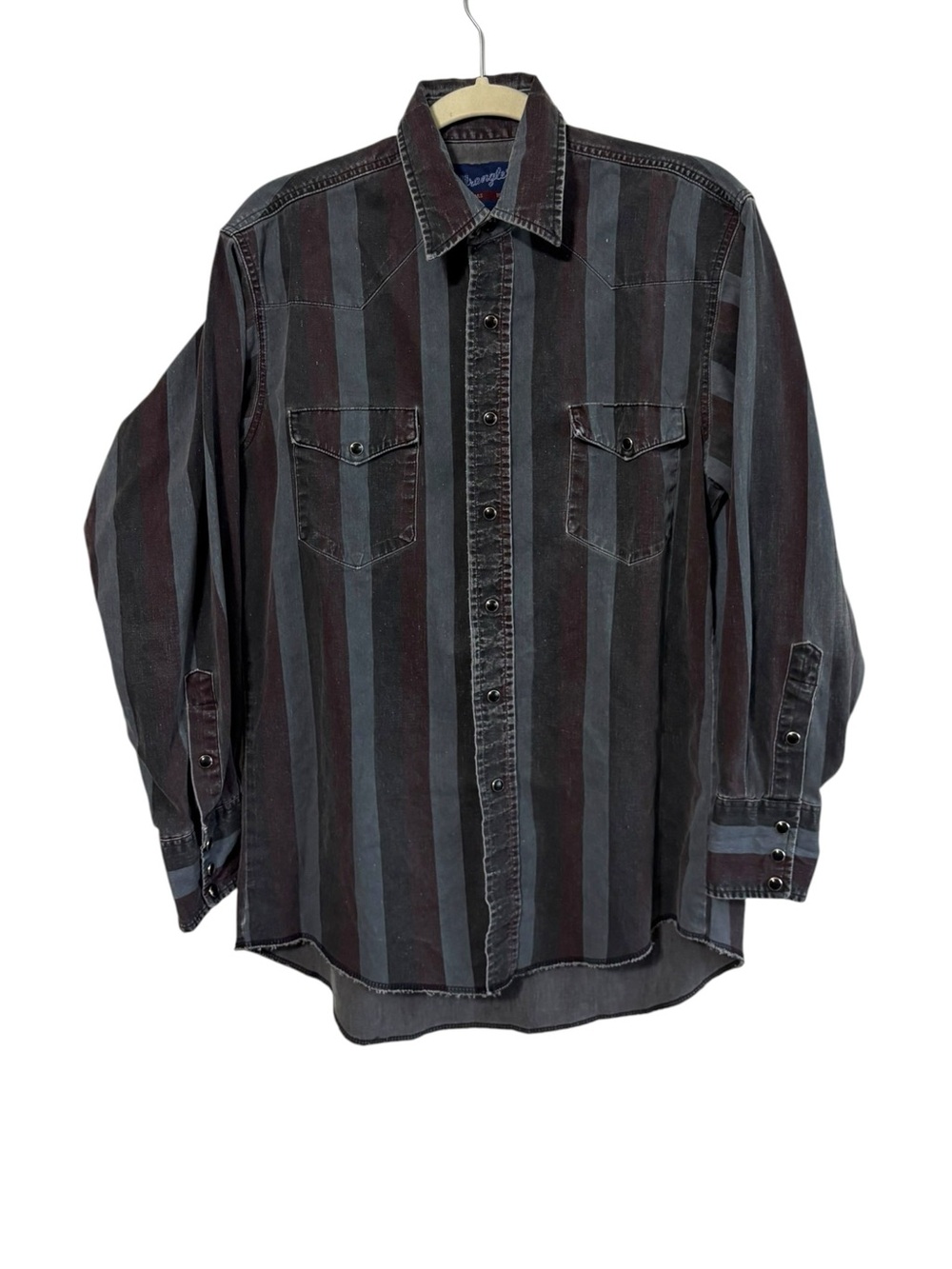 Vintage Wrangler Brushpopper Shirt Mens 15.5-33 Striped Western Rodeo Cowboy 90s